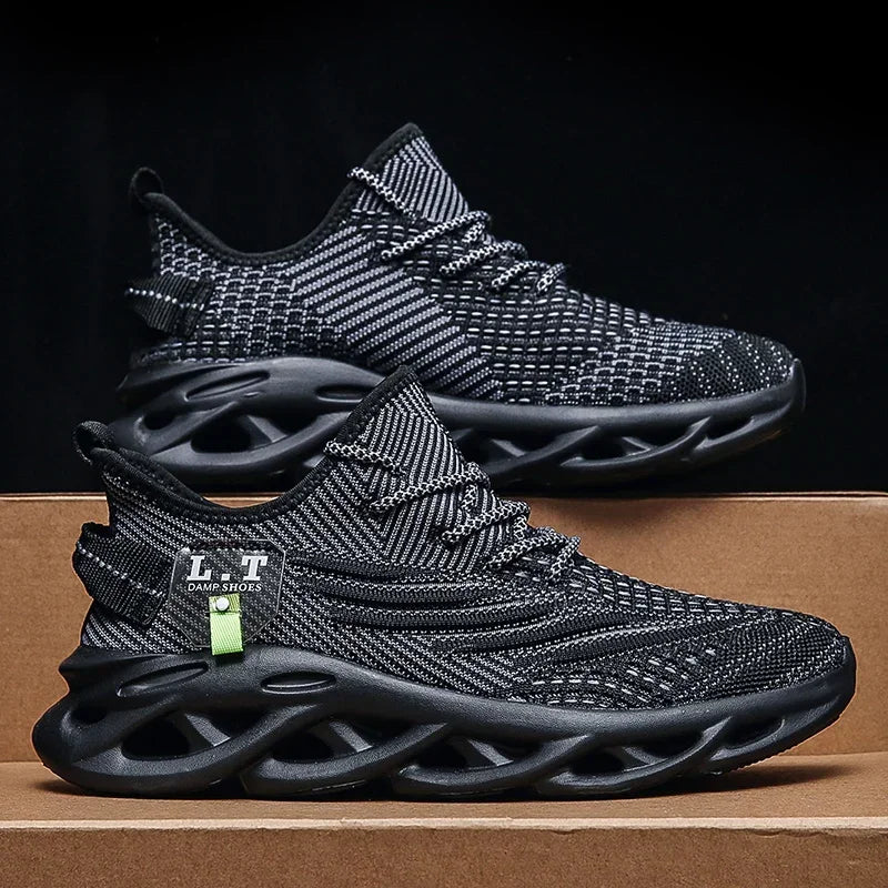 YRZL Men's Sport Shoes Breathable Lightweight Sneakers Outdoor Mesh Black Running Shoes Athletic Jogging Tennis Walking Shoes