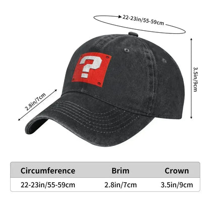 Custom Fashion Cartoom Game Question Block Baseball Cap Women Men Adjustable Unisex Cotton Dad Hat Performance Snapback Caps