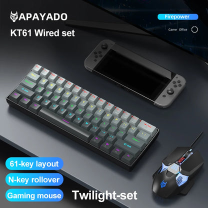 APAYADO K61 Mini Mechanical Keyboard,Wired,61 Keys,Phantom RGB, Black/White Red/Blue Mechanical Switch for Gaming,60% Portable