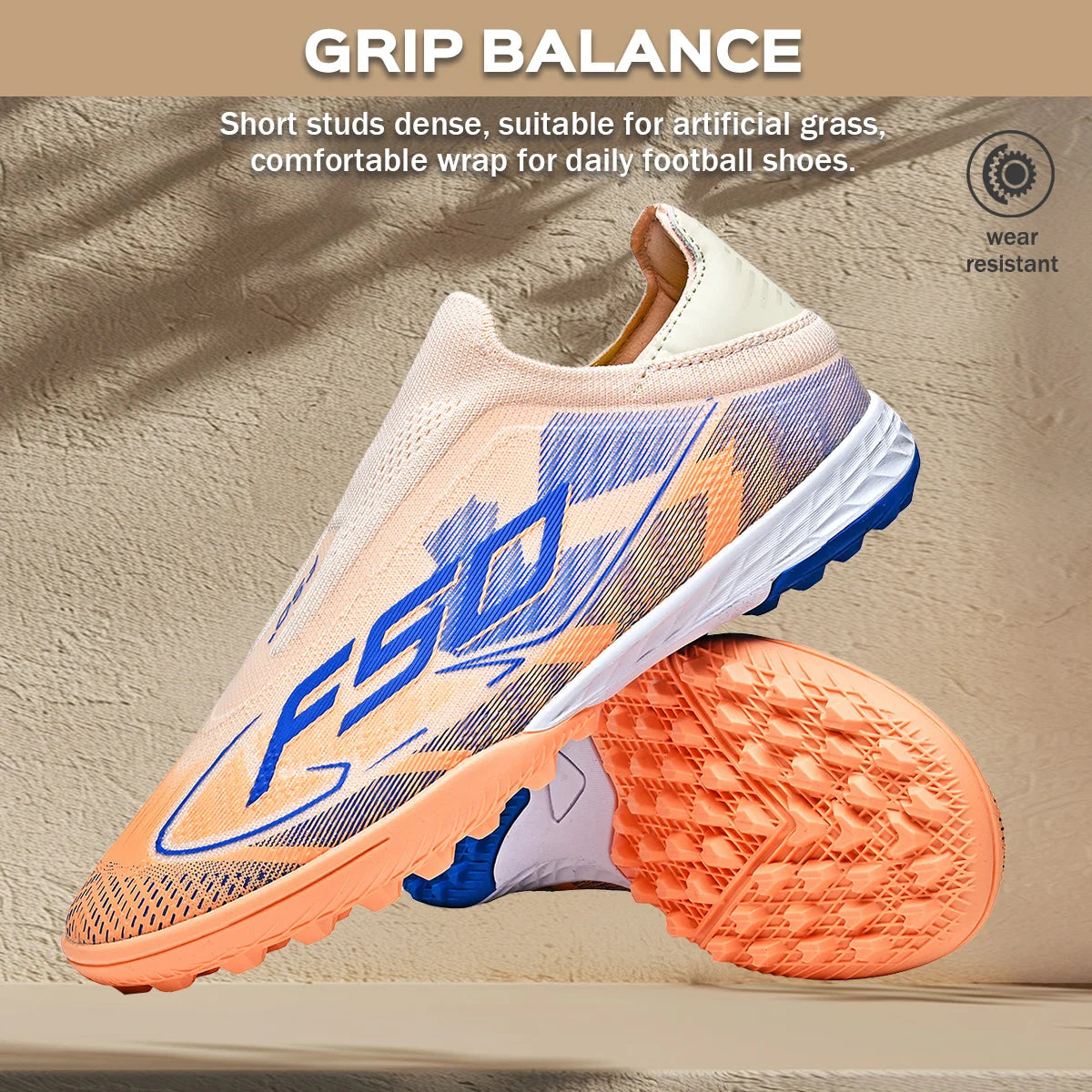TF soccer shoes for training, anti-slip wear-resistant firm grip ankle protection lightweight comfortable