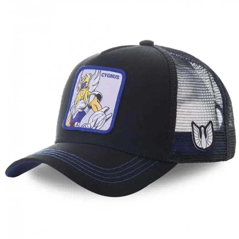 Anime Saint Seiya Cotton Baseball Cap Adjustable Men Women Hip Hop Mesh Trucker Mesh Summer Sun Shading Breathability Cap Hat