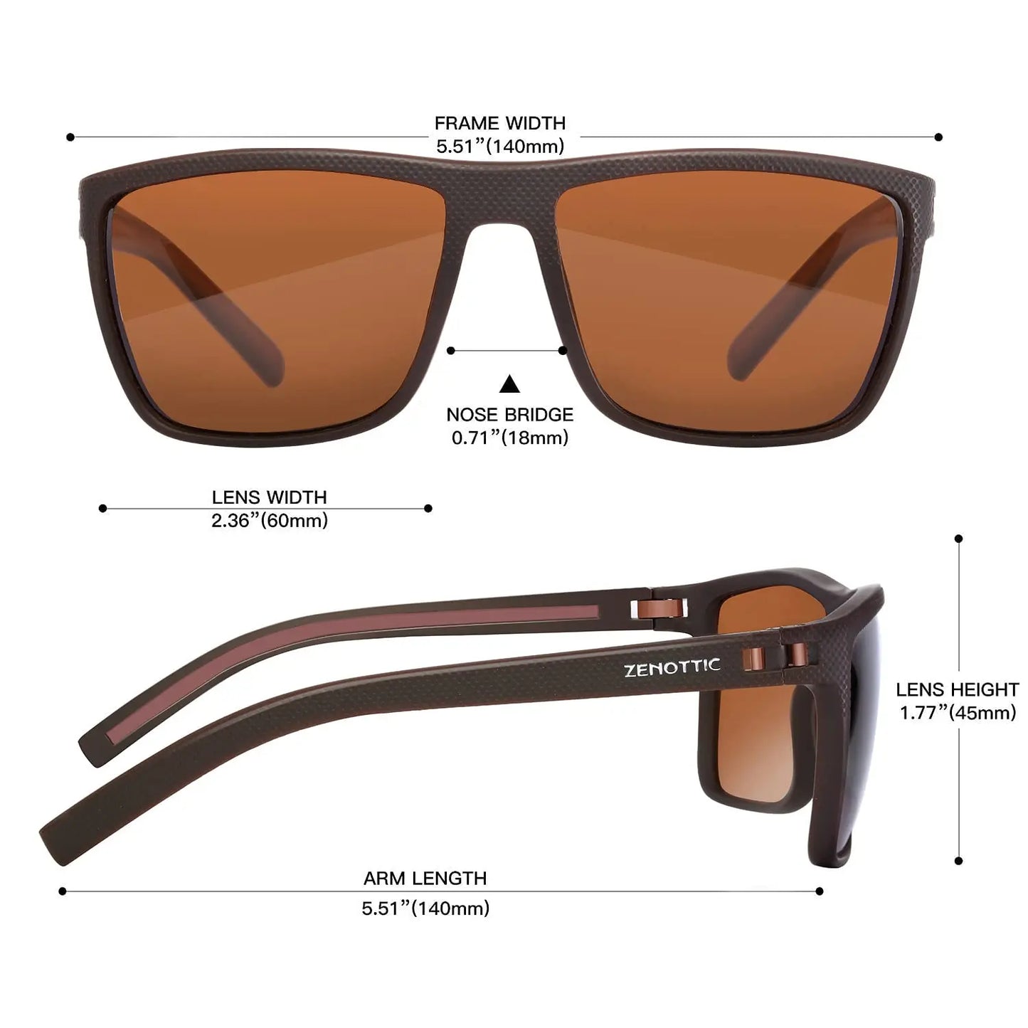 ZENOTTIC Polarized Sunglasses for Men Shades Lightweight TR90 Frame UV400 Protection Square Outdoor Trave Driving Sun Glasses
