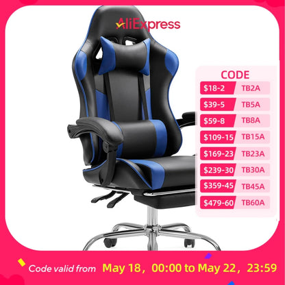 JHK Ergonomic Racing Gaming Chair with Lumbar Support, Adjustable PU Leather Computer Chair, Swivel Office Gaming Chair with Headrest & Armrests