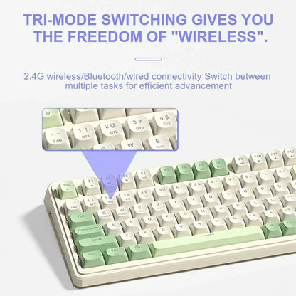 AULA S99 독거미 키보드 Membrane KeyboardWireless Bluetooth Wired Three Mode RGB Gamer Keyboards Office Typing Mute 99 Keys