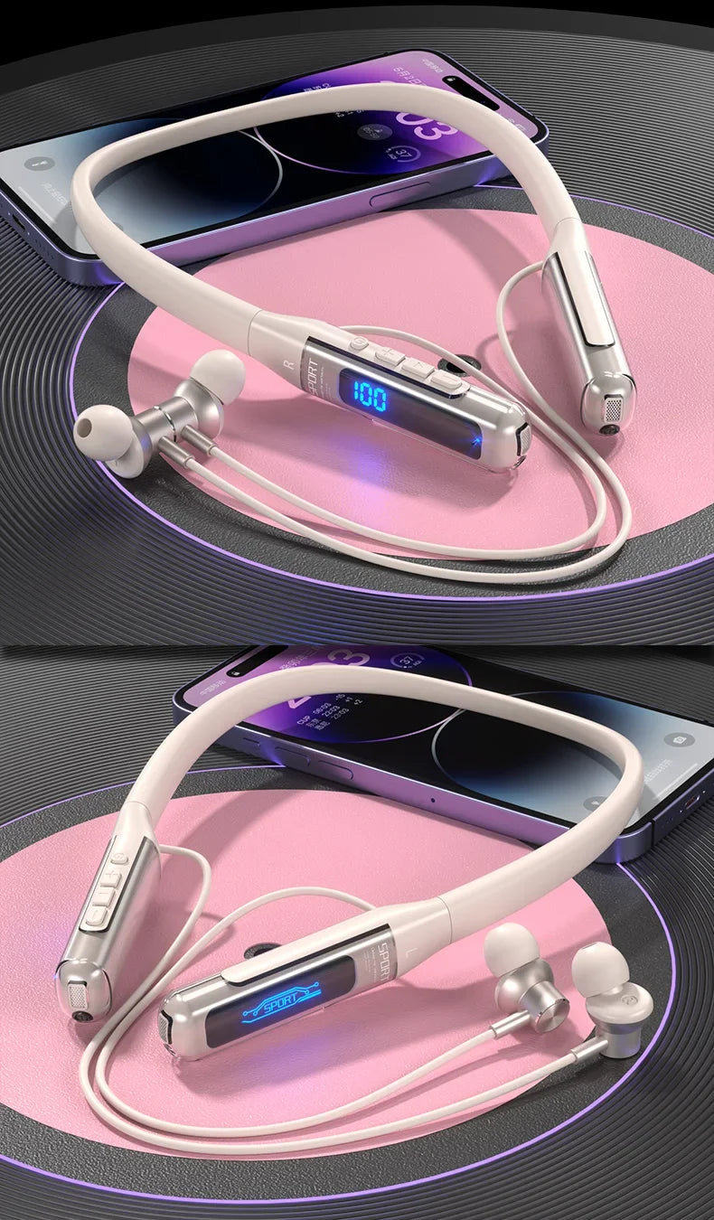 EARDECO 80 heures d'endurance Bluetooth casque sans fil avec Microphone tour de cou Bluetooth 5.3 écouteurs casque basse stéréo