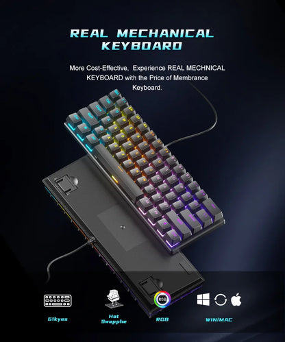 RGB Teclado mecanico branco 60% mechanical keyboard gaming white clavier gamer blanco tecla key board black pc keyboards