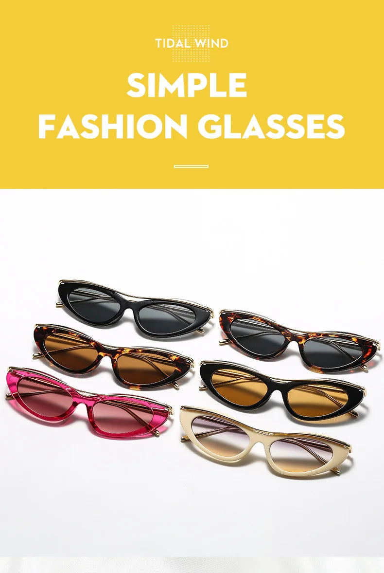 Fashion Small Cat Eye Sunglasses Women 2026 Luxury Brand Punk Metal Frame Sunglass Vintage Sexy Traveling Eyewear UV400 Shades