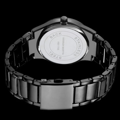 Hannah Martin herenhorloge, roestvrijstalen kast, quartz uurwerk, wijzerplaat van 41 mm, zakelijke stijl, met kalenderweergave (imitatie)