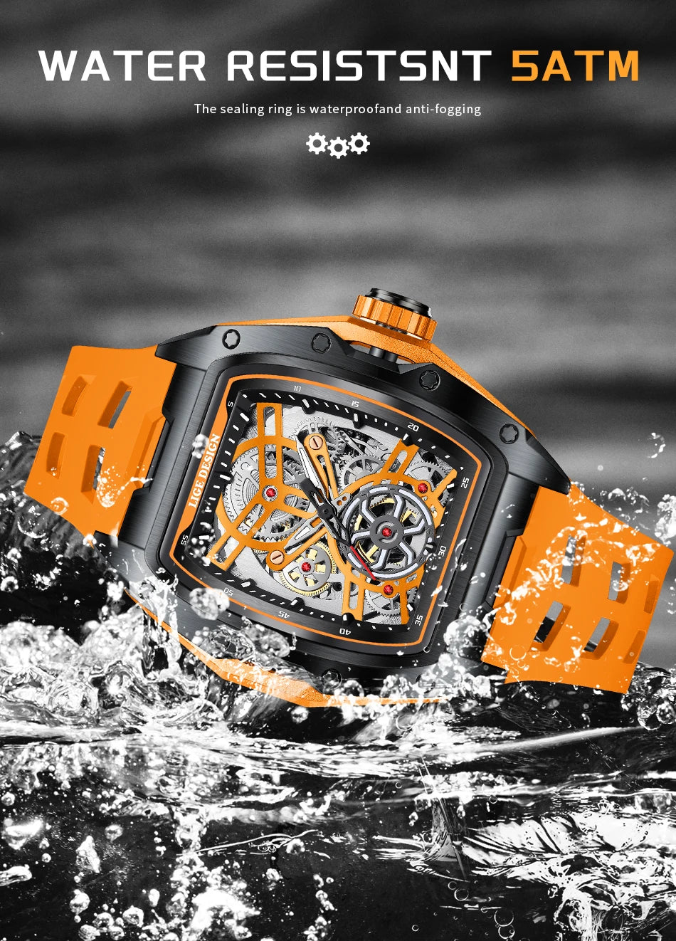 LIGE New Watches Mens Skeleton Mechanical Automatic Watch Top Brand Luxury Luminous 30M Waterproof Watch For Men reloj hombre