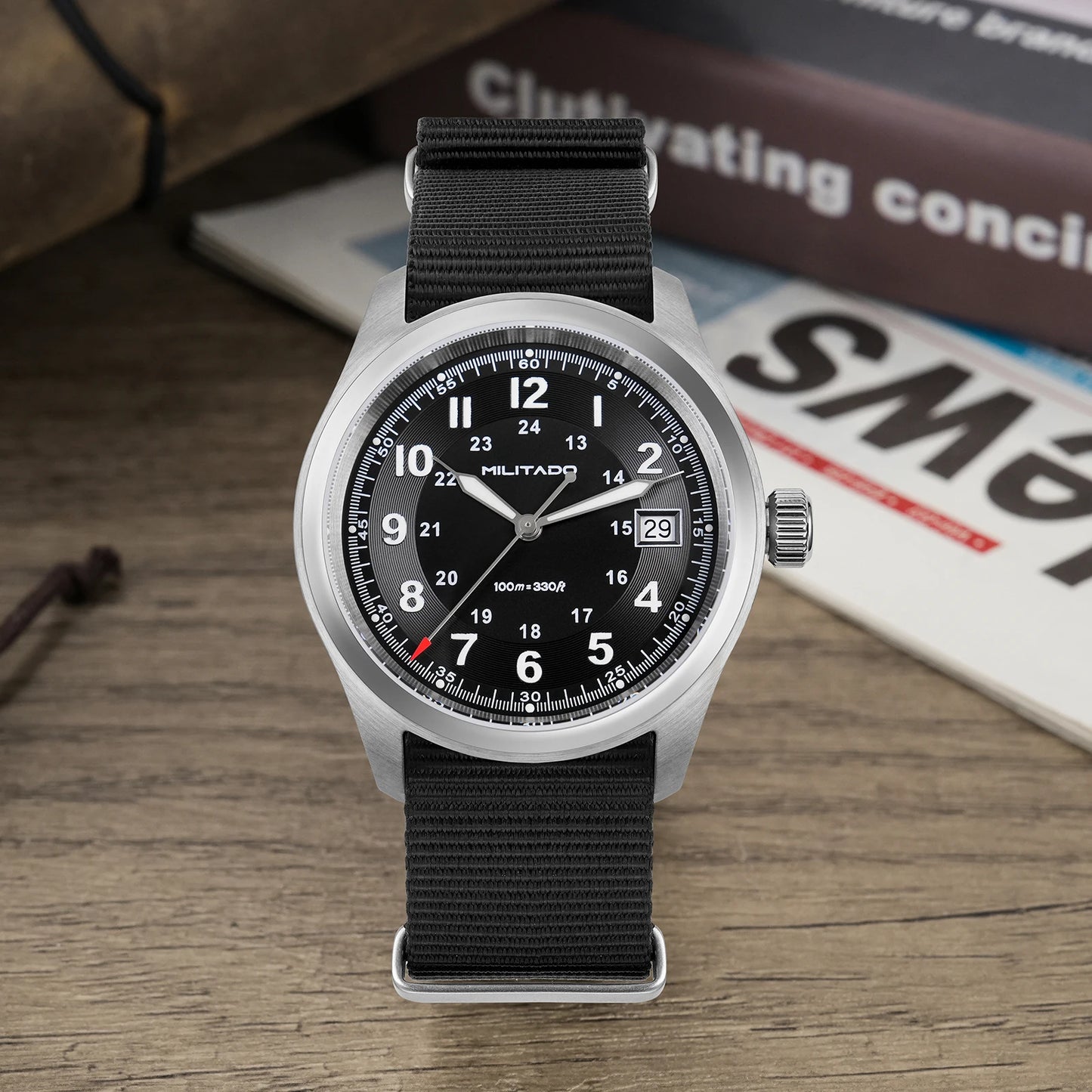 Militado ML08 Vintage Quartz Watch Ronda 515 Movement Ar Sapphire Mirror 38Mm Wrist Watch Date Super Luminous Waterproof Watches