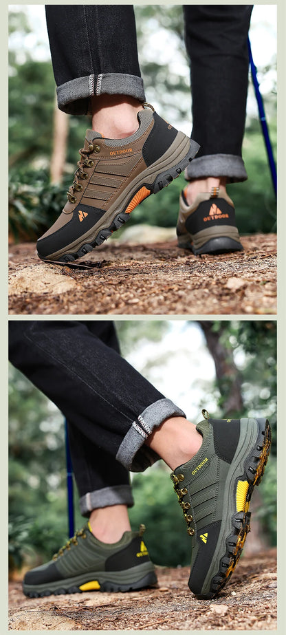 Men's Hiking Shoes outdoor waterproof Leather Anti Slip Comfortable Hunting Walking Shoes Wear-resistant Casual Sneakers