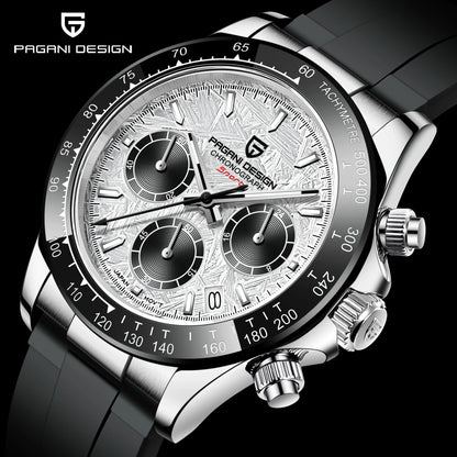 PAGANI DESIGN 1664 Luxury Automatic Mechanical Men's Watch VK63 movement AR Sapphire Crystal Rubber 100m Waterproof Men's Watch