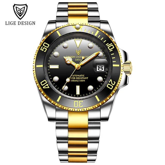 LIGE New Fashion Men's Mechanical Wristwatches Business Watch Men Waterproof Sport Automatic Watch For Men Relogios Masculino