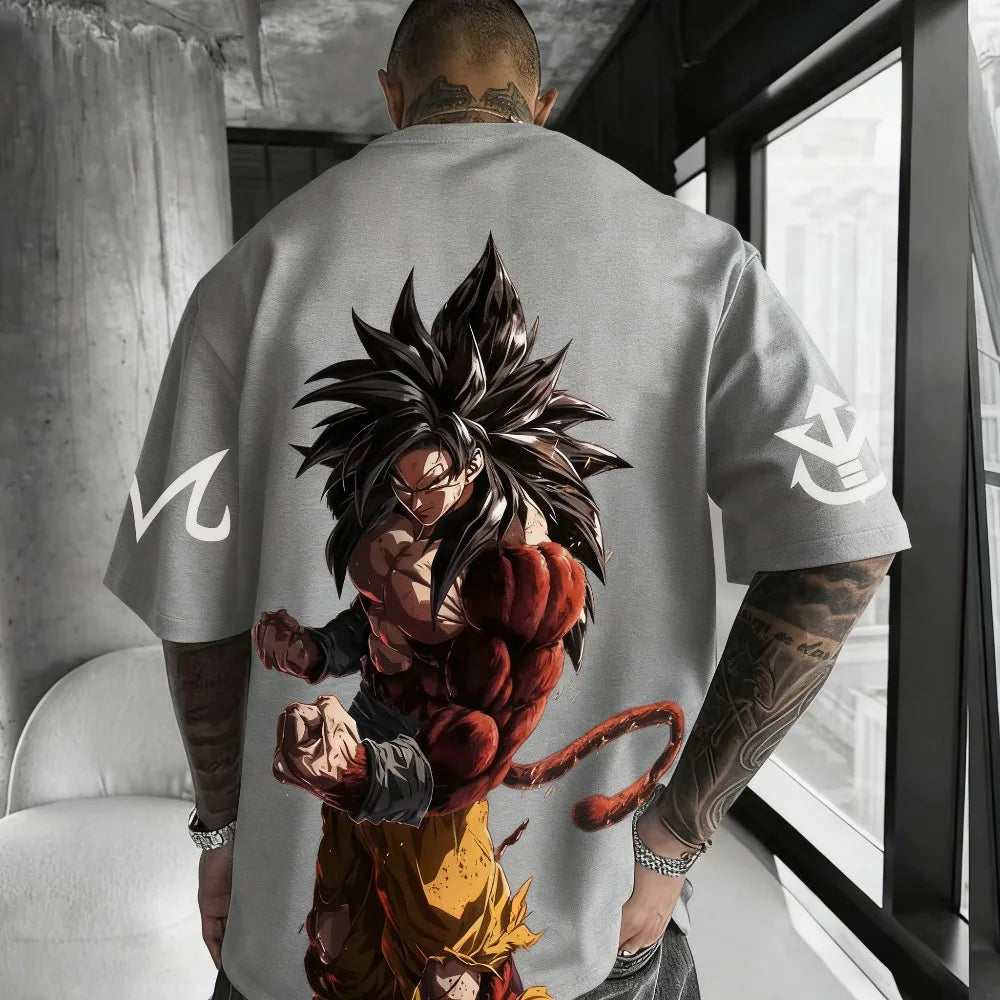 Dragon Ball Anime Super Saiyan 4 T-shirt Summer Men's and Women's Street Loose Casual Versatile Parent Child Clothing Top