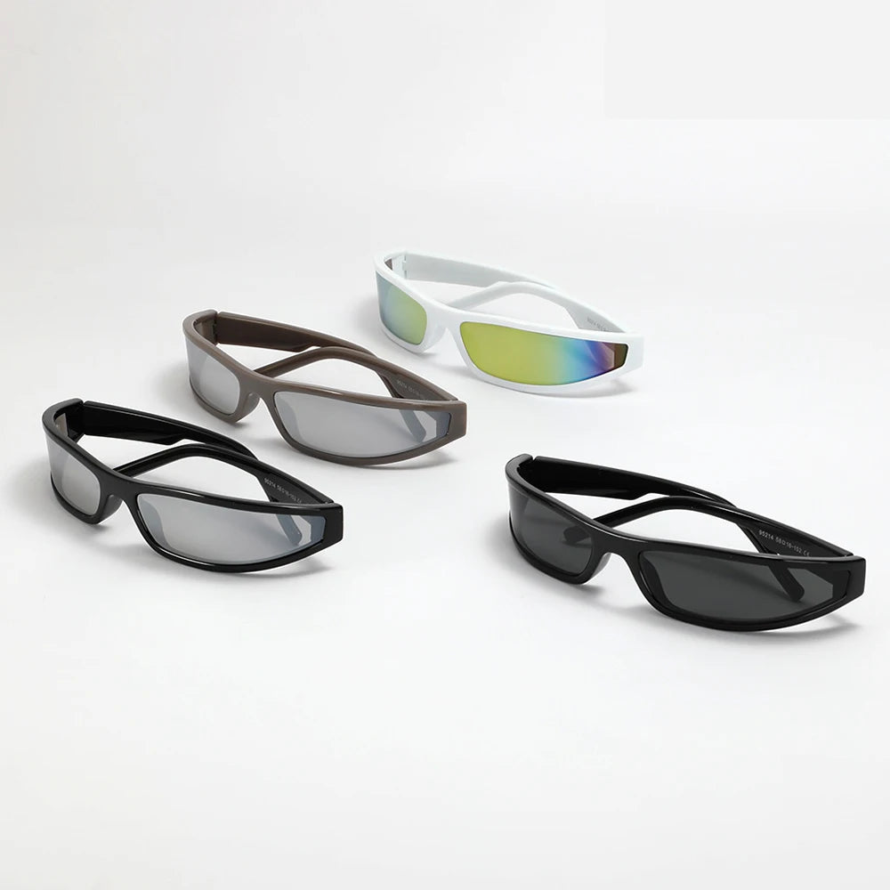 Y2k Futuristic Sunglasses Women Men Vintage Small Rectangle Frame Wrap Around Sun Glasses Punk Cool Mirror Eyewear Sports Shades
