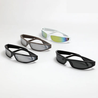 Y2k Futuristic Sunglasses Women Men Vintage Small Rectangle Frame Wrap Around Sun Glasses Punk Cool Mirror Eyewear Sports Shades