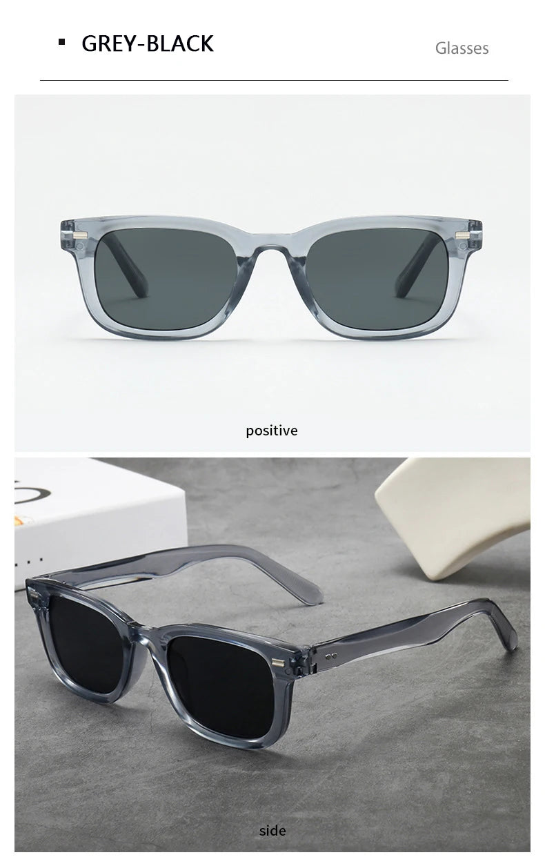 Men's Thick Framed Retro Brown Sunglasses Narrow Framed Hip-hop Style Rapper Eyewear Vacation Sunglasses UV400