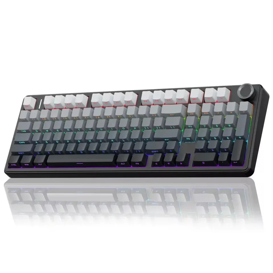 AULA F99 Pro E-Sports-Gaming-Tastatur, mechanisch, Tri-Mode, RGB, Hot-Swappable, 96 %, PBT, anpassbar, kabellos, mit Media-Knob