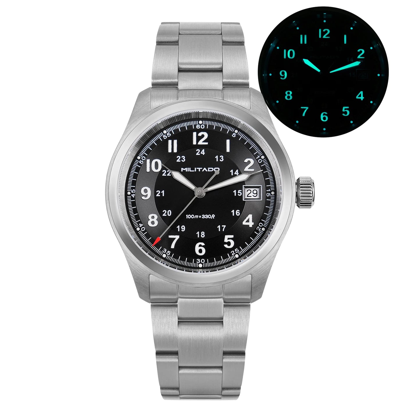 Militado ML08 Vintage Quartz Watch Ronda 515 Movement Ar Sapphire Mirror 38Mm Wrist Watch Date Super Luminous Waterproof Watches