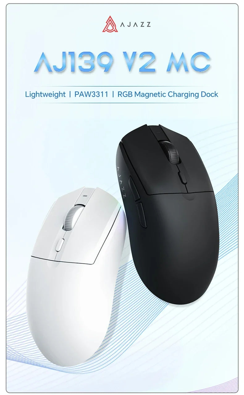 Безжична геймърска мишка AJAZZ AJ139 V2 MC/AJ139 PRO със сензор PAW3311/PAW3395, 12000DPI/26000DPI, 500mAh, Bluetooth мишка за PC