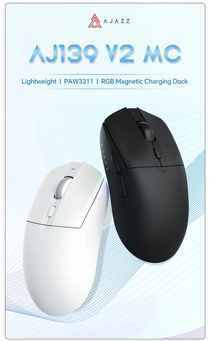 Безжична геймърска мишка AJAZZ AJ139 V2 MC/AJ139 PRO със сензор PAW3311/PAW3395, 12000DPI/26000DPI, 500mAh, Bluetooth мишка за PC