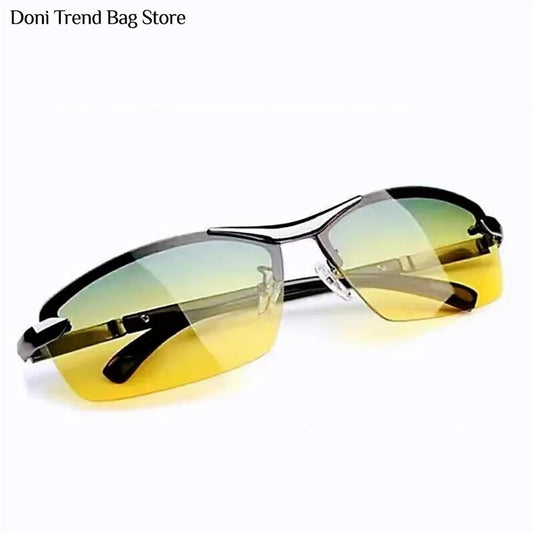 Fashion Fit Rimless Sunglasses Men Women Photochromic Sun Glasses Color Changing Polarized Fishing Car Driving Yellow Glasses