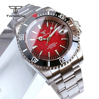 Tandorio Fashion 40mm Sapphire Automatic Japan NH35 Men Watch Texture Dial Miyota 8215 Mechanical Wristwatch Date Glide Clasp