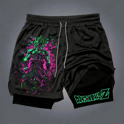 Dragon Ball Goku Unisex Harajuku Anime Printed 2026 Summer New Product Loose Sports Breathable Quick Drying Double Layer Shorts, Produit gaming premium Fraquane