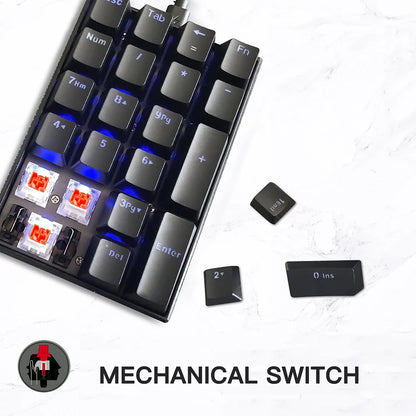 Motospeed K23 Mechanical Numeric Keypad USB Wired Numpad LED Backlight Gaming Keyboard Red Switch Extended Layout For PC Laptops