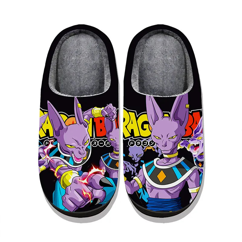 Anime Dragon Ball Plush Slippers Goku Vegeta Winter Fuzzy Warm Cotton Shoes Cute Cosplay Men Home Indoor Non-Slip Slipper Gifts