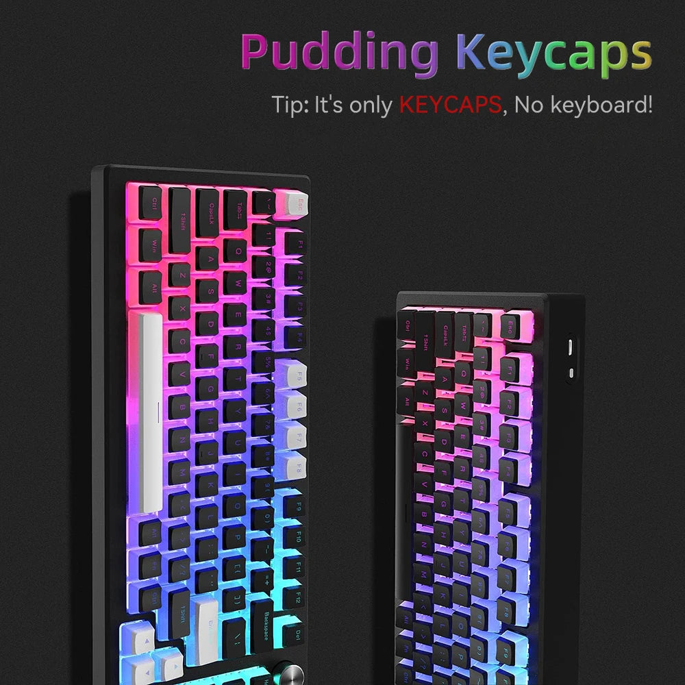 Pudding PBT Keycaps 129 Keys Double Shot Translucent for 60% 80% 100% Layout OEM Profile for RGB Mechanical Gaming Keyboard