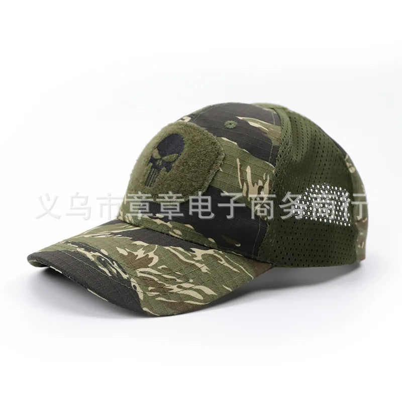 New Camo Baseball Cap for Men, Tactical Military Style with Velcro Patch, Outdoor Hiking Sun Hat & Peak Cap