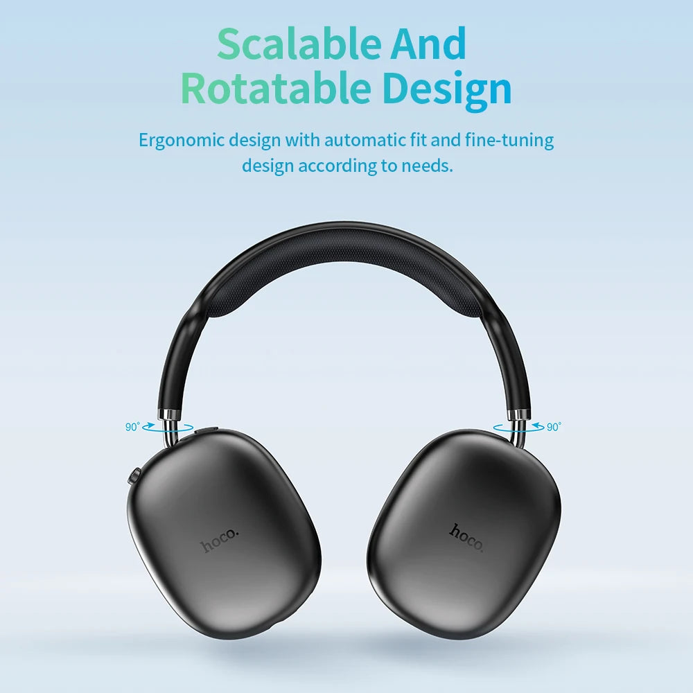 HOCO W35 Air Wireless Bluetooth 5.3 Over-Ear Headphones – Deep Bass Stereo Gaming Headset with Microphone, TF Card & AUX Mode, Waterproof Sports Headphones