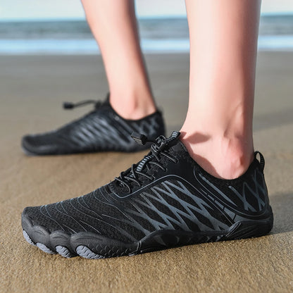 Oiaano platūs barefoot tipo juodi batai vyrams, moterims ir unisex – sportiniai vandens bateliai paplūdimiui, minkštu padu, lengvi ir kvėpuojantys