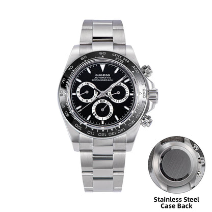 Sugess Diving Men's Watch Panda Automatic Mechanical Chronograph Peacock SL4801 Movement Wristwatch Waterproof Ceramic Bezel New