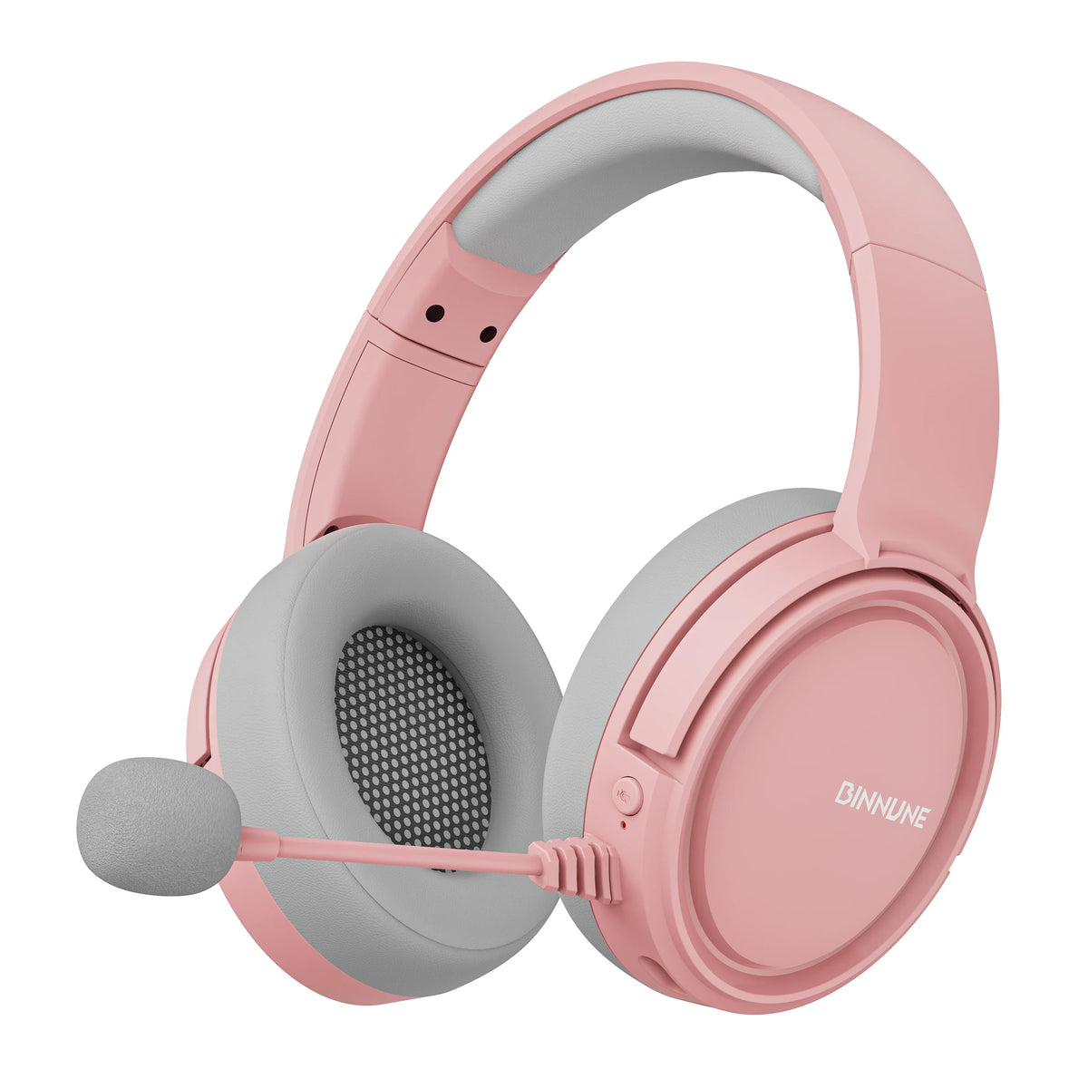 Casque de jeu sans fil BINNUNE avec micro, léger, circum-auriculaire, faible latence, Bluetooth, micro à réduction de bruit