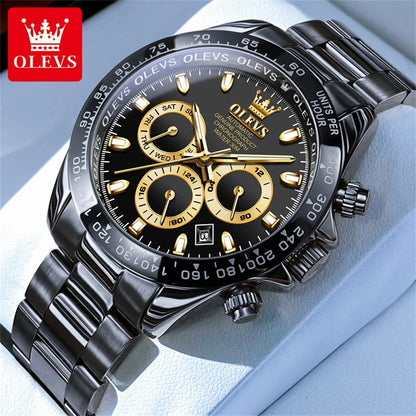 Montre pour homme OLEVS 6638 – Modèle classique de marque, montre-bracelet mécanique automatique de luxe, chronographe, étanche.