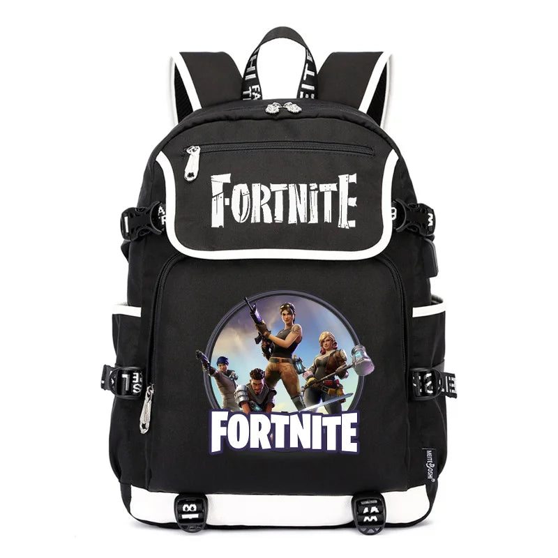 Fortnites Rucksack mit großem Fassungsvermögen, lässige Umhängetasche mit USB-Anschluss, Unisex-Anime-Schultasche für Schüler, neues stilvolles Schreibwaren-Geschenk
