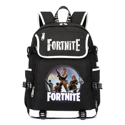 Fortnites Rucksack mit großem Fassungsvermögen, lässige Umhängetasche mit USB-Anschluss, Unisex-Anime-Schultasche für Schüler, neues stilvolles Schreibwaren-Geschenk