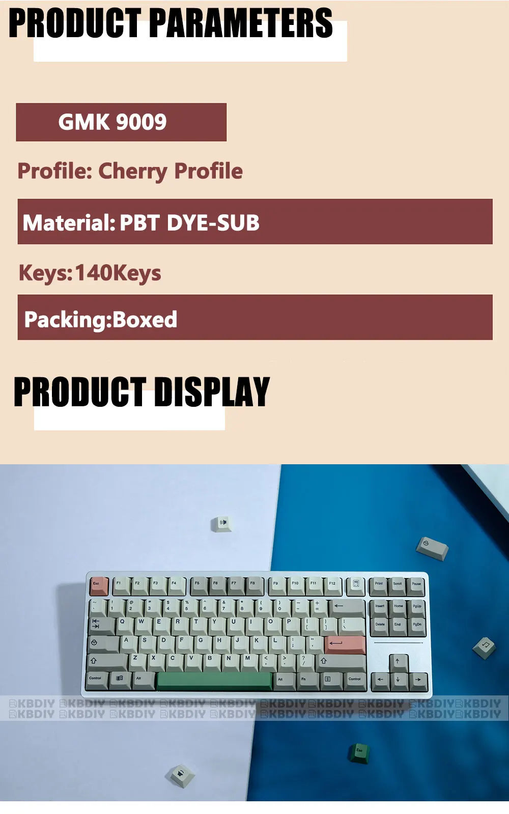 KBDiy GMK 9009 Retro Cherry Profile Keycap 134 Keys/Set For Mechanical Keyboard DIY Custom PBT DYE-SUB 61 60 Bakclit ISO Keycaps