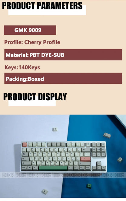 KBDiy GMK 9009 Retro Cherry Profile Keycap 134 Keys/Set For Mechanical Keyboard DIY Custom PBT DYE-SUB 61 60 Bakclit ISO Keycaps
