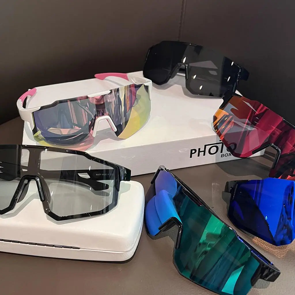 New Cycling Sunglasses Large Frame UV400 Shades UV Protection Outdoor Sports Windproof Anti-Ultraviolet Hiking Climbing Goggles