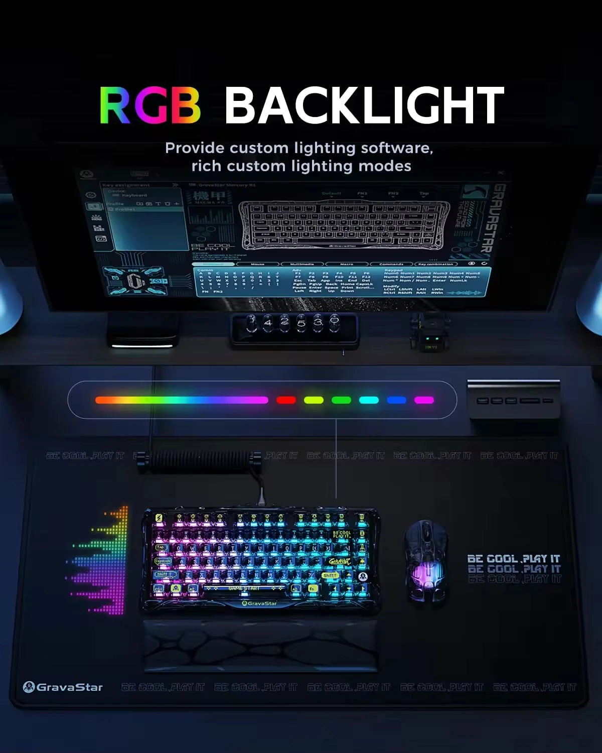 GravaStar Mercury K1 lite Transparent Black Gaming Keyboard, 100% original,Gasket Hot Swappable Mechanical Keyboard,RGB Keyboard