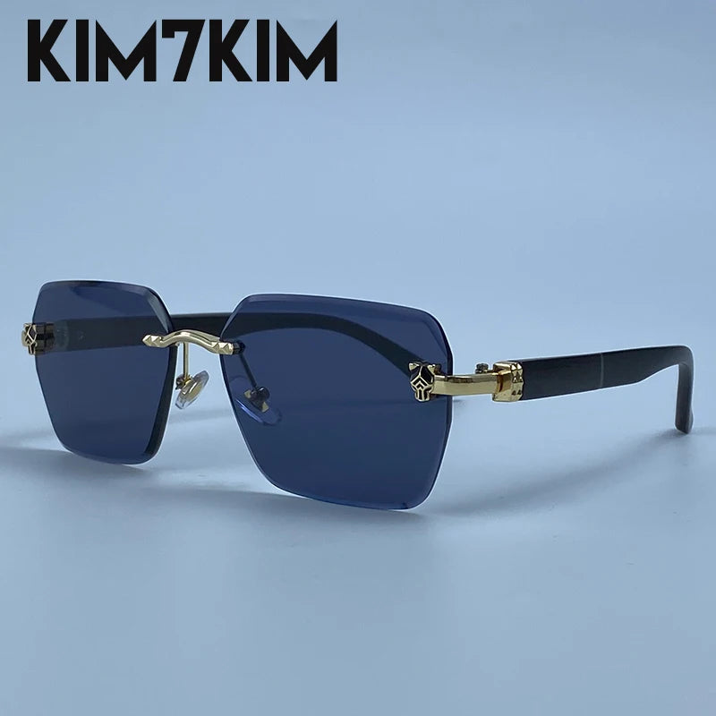 Square Rimless Photochromic Sunglasses Men Vintage Sun Glasses 2026 Luxury Designer Shades Male Cut Lenses Frameless Eyewear