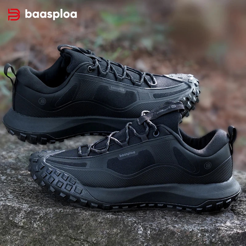 Baasploa Men Hiking Shoes High Quality Comfort Soft Waterproof Male Trekking Sneakers Resistant Non-slip Outdoor Climbing Shoes