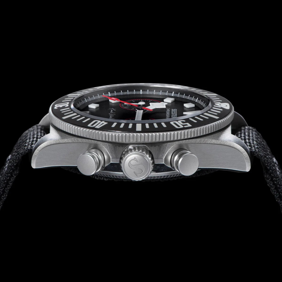SEESTERN Chronograph Man's Watch Mechanical Tianjin ST1901 Movement Sapphire Wristwatches Nylon Sticker Strap Luminous Skeleton