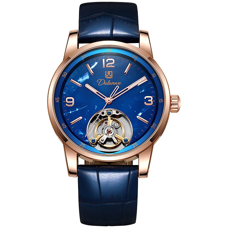 Férfi divatos sportos, automatikus, mechanikus, vízálló tourbillon karóra – prémium márkájú luxus karóra