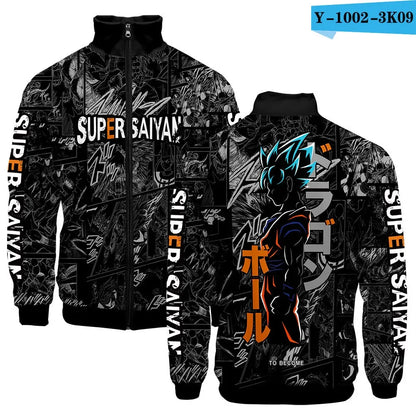 Anime Goku Dragon Ball Jacket Men Women Harajuku Hip Hop Japanese Zip Up Hoodies Goku Clothes Stand Collar Sweatshirt