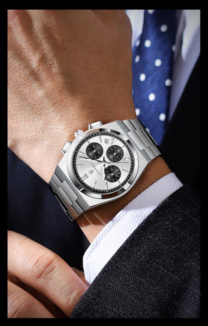 POEDAGAR Luxury Men's Watch Chronograph Date Stainless Steel Casual Man Clock Waterproof Luminous Fashion Quartz Watches For Men
