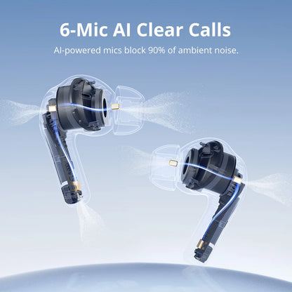 Tronsmart Sounfii NC 2 Wireless Bluetooth Earbuds – Hybrid Active Noise Cancelling (ANC), Hi-Res Audio LDAC, 40H Playtime, AI Call Noise Reduction, Waterproof TWS Earphones